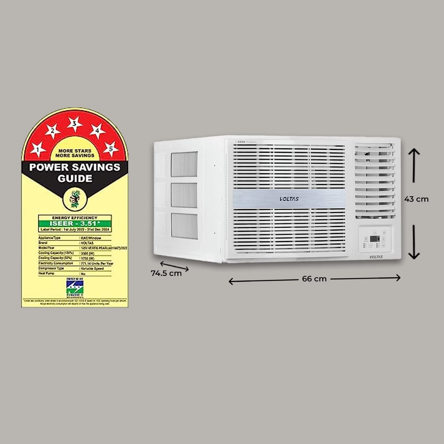 Voltas 1 Ton, 5 Star Inverter (125V Vertis Pearl) - Bhide