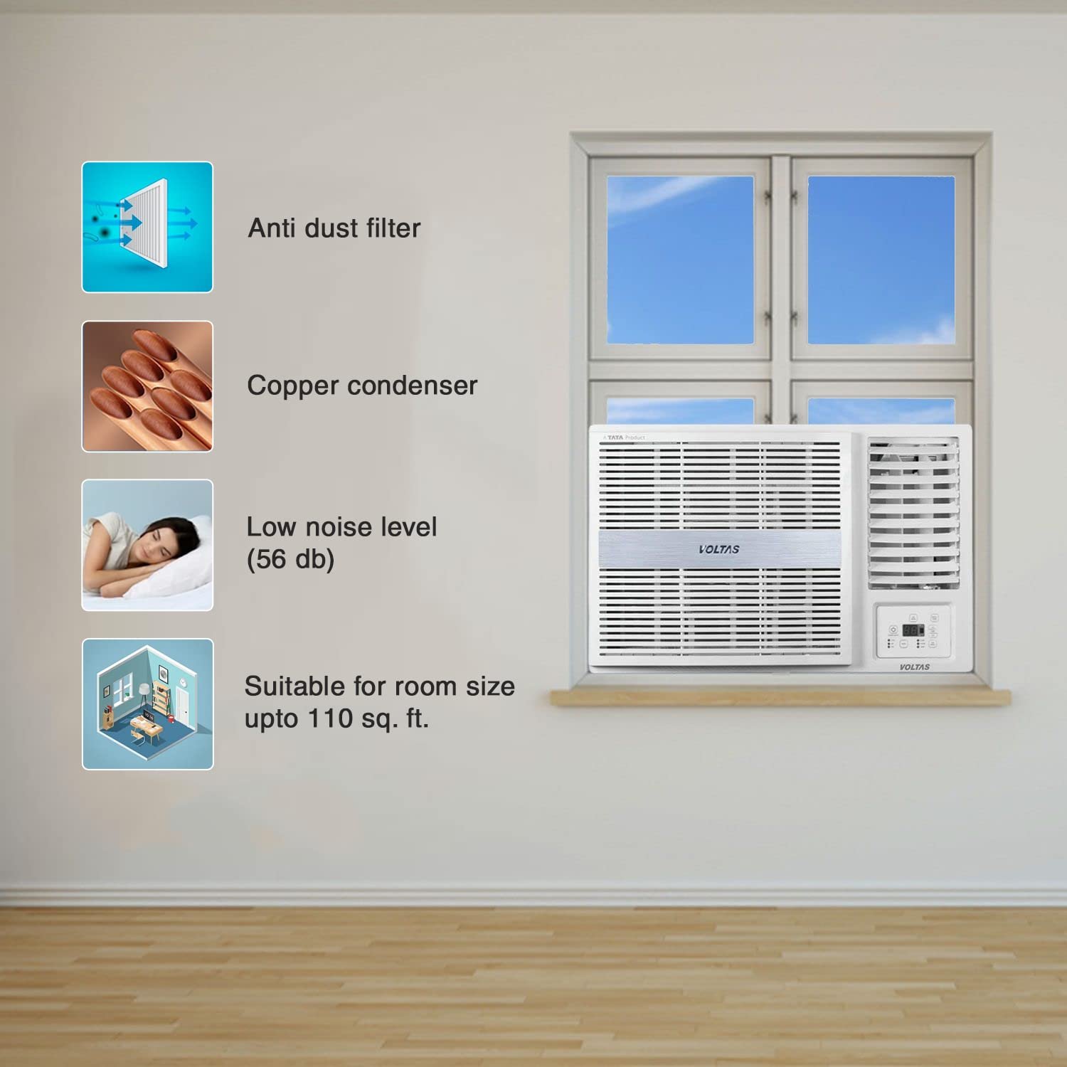 Voltas 1 Ton, 5 Star Inverter (125V Vertis Pearl) - Bhide