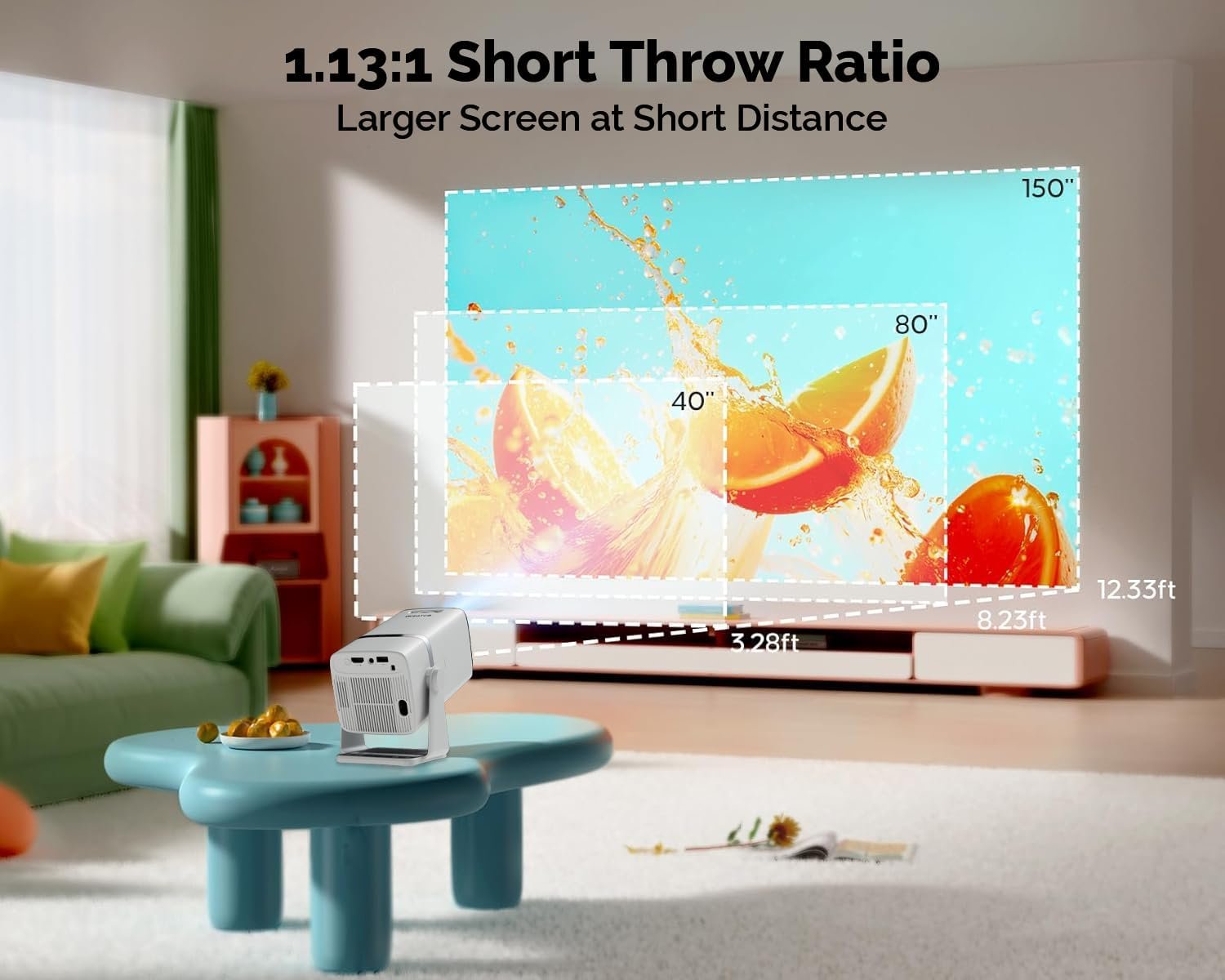 An image demonstrating the 4K supported content on the WZATCO Yuva Go. WZATCO Yuva Go Android 13 Projector - 4K Upscaling