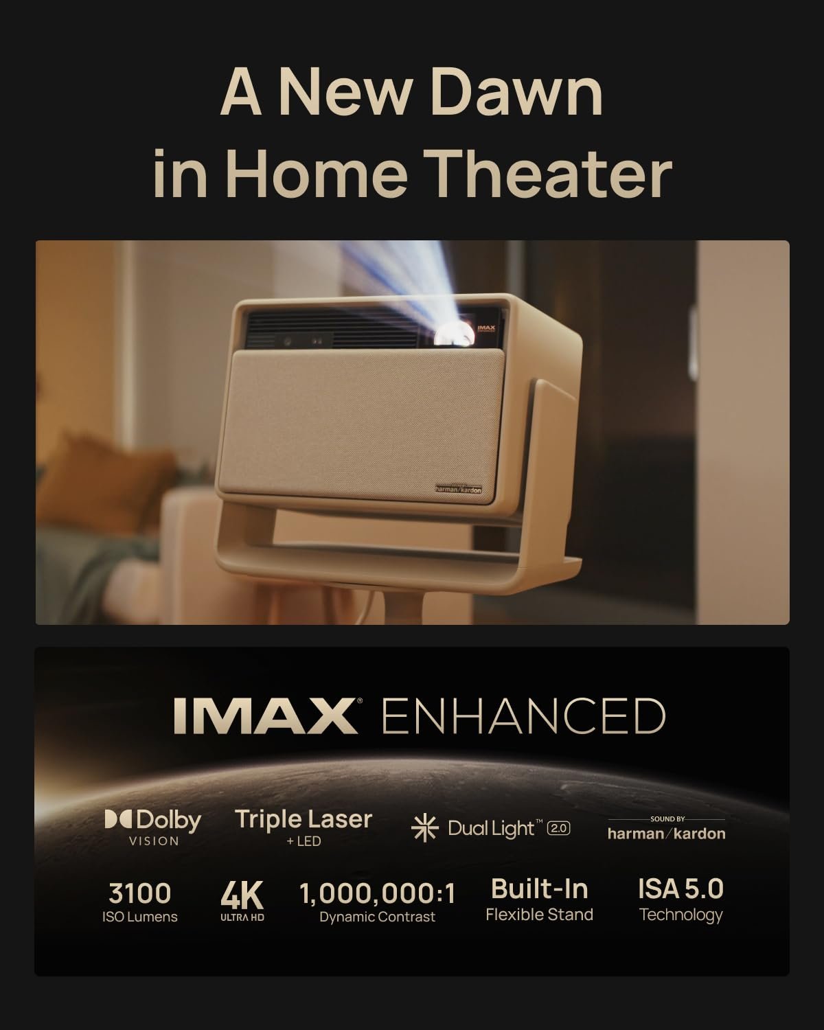 A diagram explaining the Dual Light technology of the XGIMI projector. XGIMI Horizon Ultra 4K Projector - Dual Light Tech