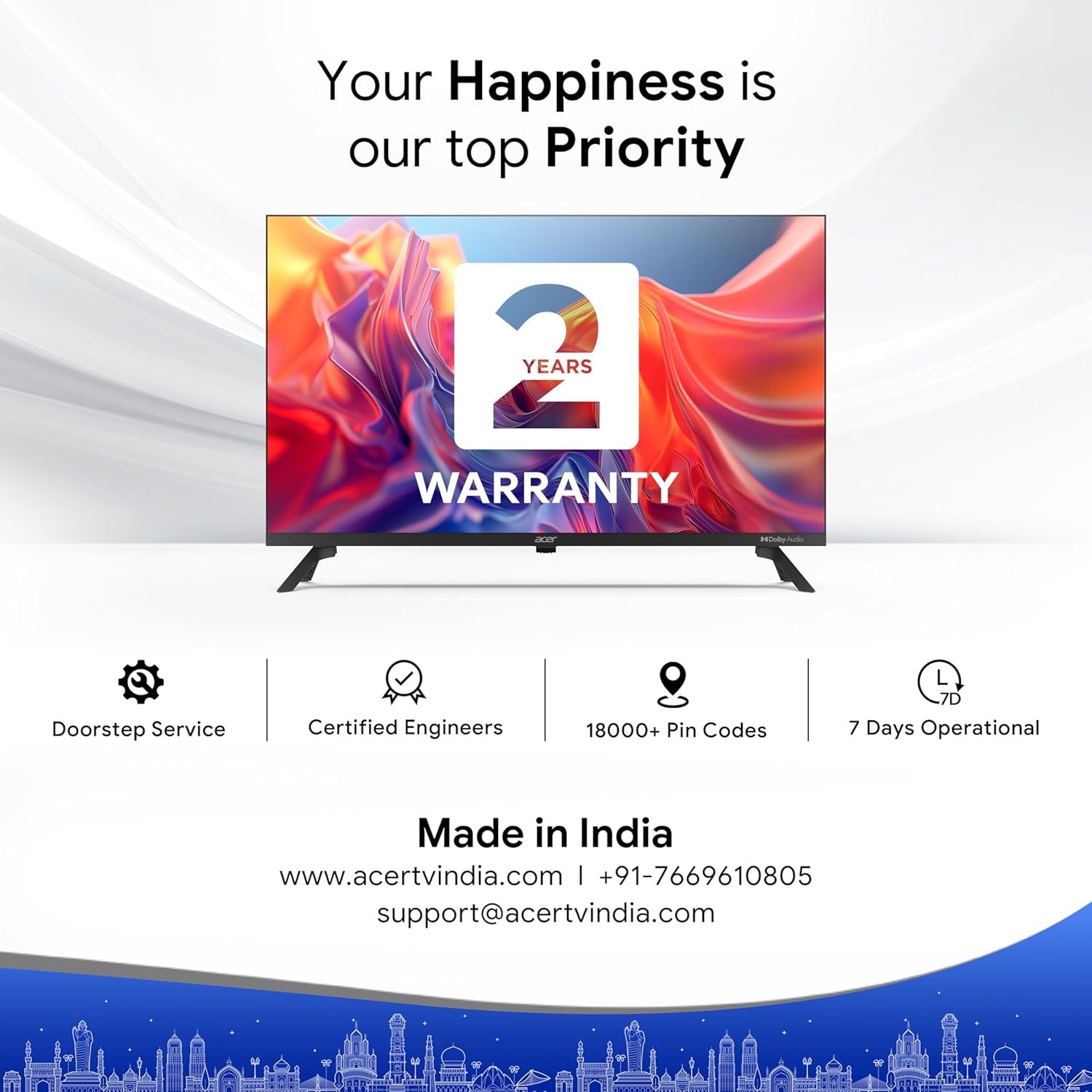 The ports available on the Acer G Series TV.