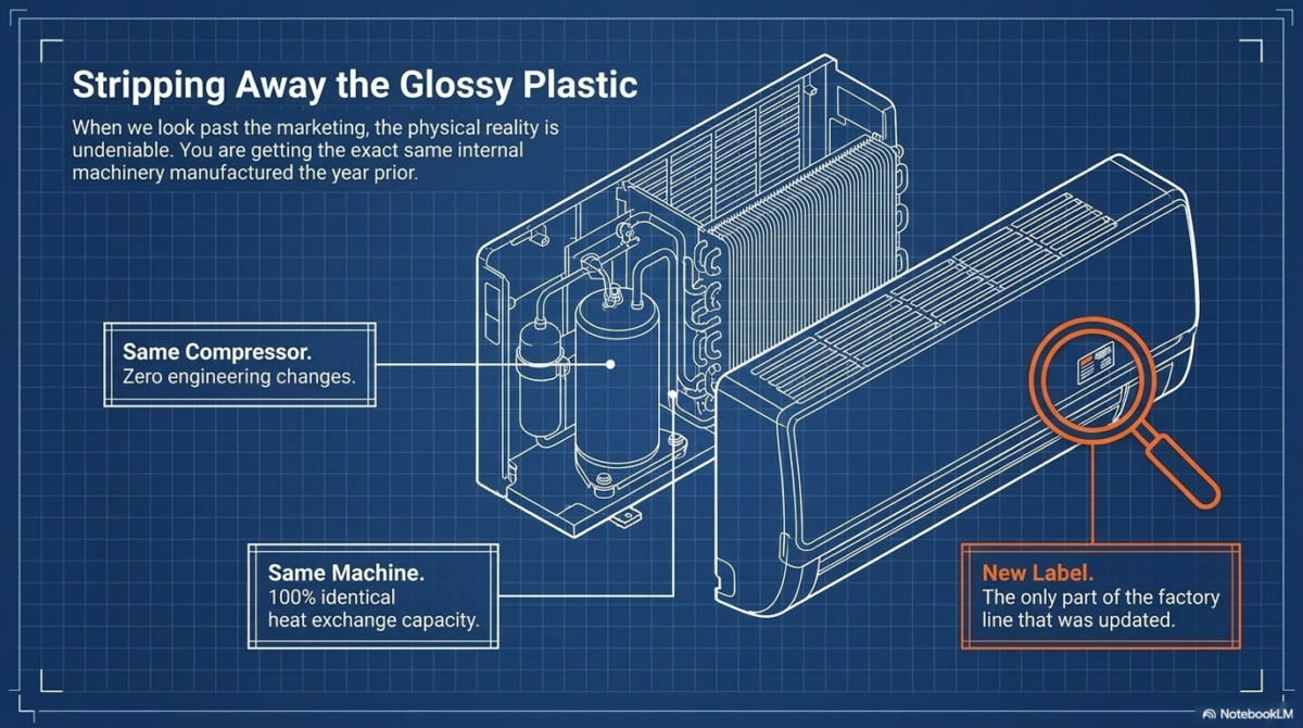 Split AC indoor unit installed on a feature wall, perfectly aligned with modern interior design.