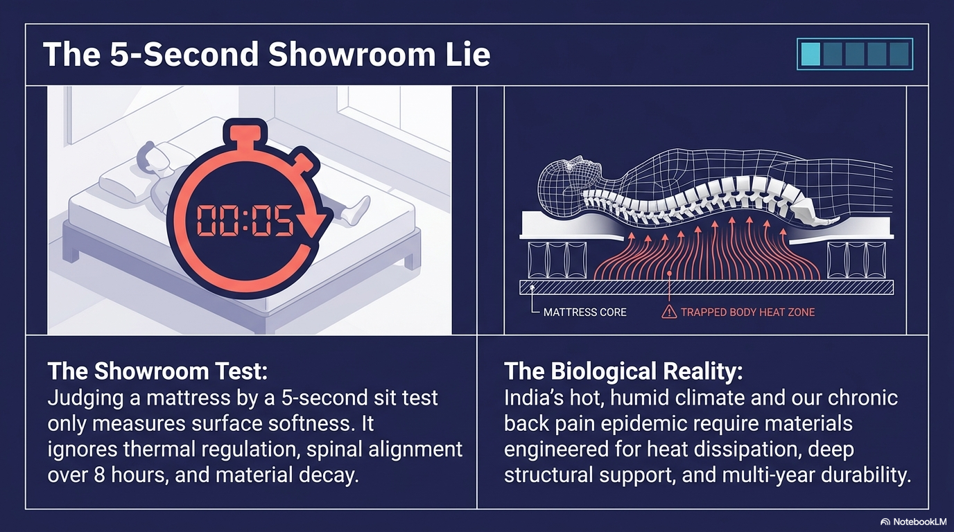 The 5-second showroom sit-test lie vs biological reality of spinal alignment