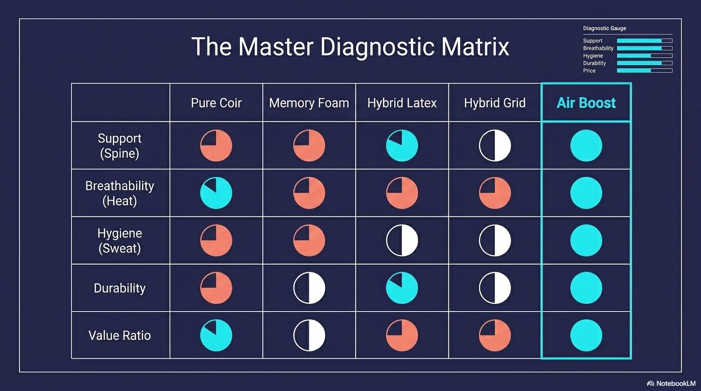 Best Mattress in India 2026,Air Boost Mattress vs Latex,Mattress for Back Pain India,Coir vs Foam mattress,Duroflex Air Boost review HoumeIndia