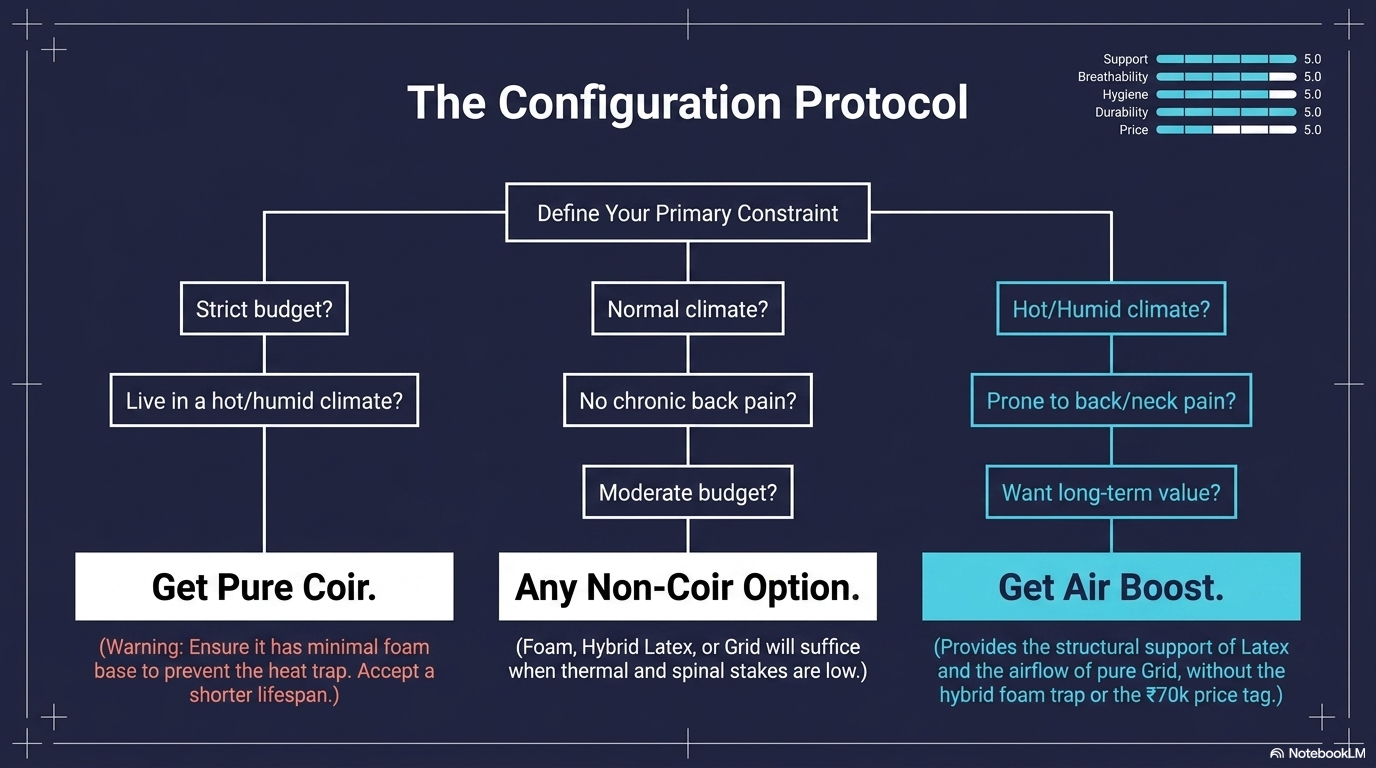 Best Mattress in India 2026,Air Boost Mattress vs Latex,Mattress for Back Pain India,Coir vs Foam mattress,Duroflex Air Boost review HoumeIndia