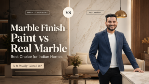 Marble finish paint vs real marble comparison for Indian homes with interior design expert