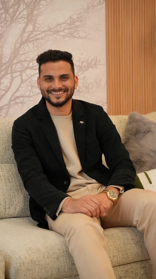 Sourabh Jain seated in a warm interior