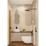 Warm neutrals and recessed storage — bathroom design, view 2