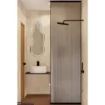 Warm neutrals and recessed storage — bathroom design, view 3