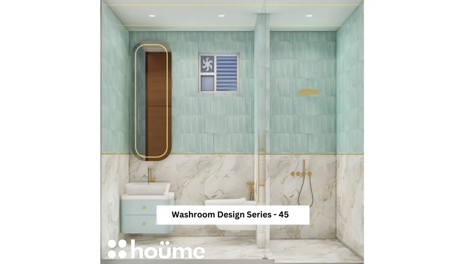 Mint green and white walls — bathroom design, view 1