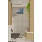 Light vanity with a rounded mirror — bathroom design, view 2