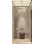 Patterned feature wall and grey tones — bathroom design, view 2