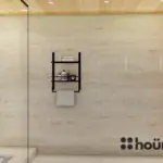 Cream walls with black accents — bathroom design, view 2