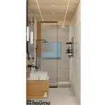 Cream walls with black accents — bathroom design, view 3