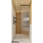 Cream walls with black accents — bathroom design, view 4