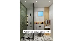 Green feature wall and light vanity — bathroom design, view 1