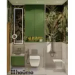 Botanical green feature wall — bathroom design, view 3