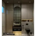 Dark grey stone-look walls — bathroom design, view 3