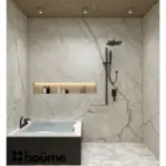 Dark grey stone-look walls — bathroom design, view 4