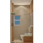 Wood-look slats and a wide mirror — bathroom design, view 2