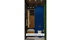 Blue arch and patterned accents — bathroom design, view 1