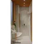 White walls and a tall oval mirror — bathroom design, view 3