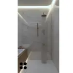 Light walls and a wide illuminated mirror — bathroom design, view 4