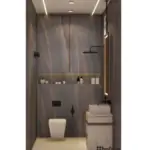 Grey walls with warm accents — bathroom design, view 2