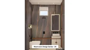 Grey walls with warm accents — bathroom design, view 1