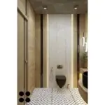 Warm brown walls and a wide mirror — bathroom design, view 4