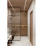 Cream and wood-look surfaces — bathroom design, view 3