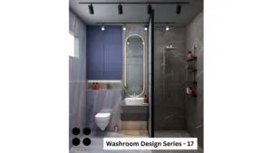 Dark grey and blue tones — bathroom design, view 1