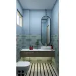 Blue-grey textured walls — bathroom design, view 2