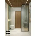Sage green and wood-look accents — bathroom design, view 2