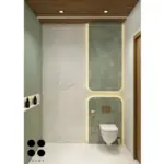 Sage green and wood-look accents — bathroom design, view 3