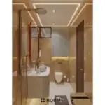 Warm brown vanity area — bathroom design, view 2