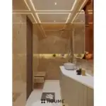 Warm brown vanity area — bathroom design, view 4