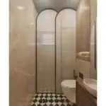 Cream and wood-look palette — bathroom design, view 3
