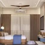 Blue wardrobe and a soft headboard — bedroom design, view 4