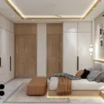 Warm wood tones and a picture wall — bedroom design, view 3