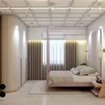 Light walls and wood-look storage — bedroom design, view 3