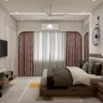 Cream vertical wall panels — bedroom design, view 2