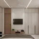 Cream vertical wall panels — bedroom design, view 3