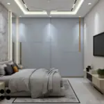 Grey veined statement wall — bedroom design, view 2