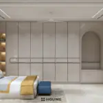 Grey and white headboard wall — bedroom design, view 3