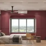 Light walls and maroon accents — bedroom design, view 2