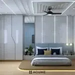 Blue fluted television wall — bedroom design, view 3