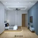 Blue fluted television wall — bedroom design, view 4