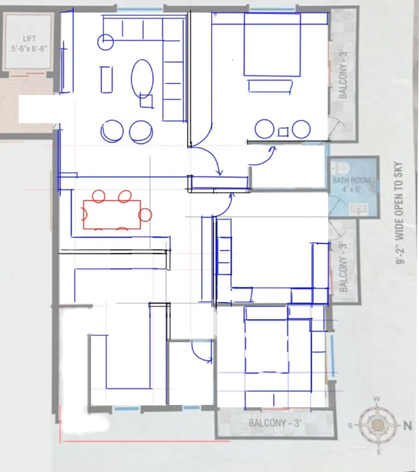 Consultation layout sketch for a home in Hyderabad
