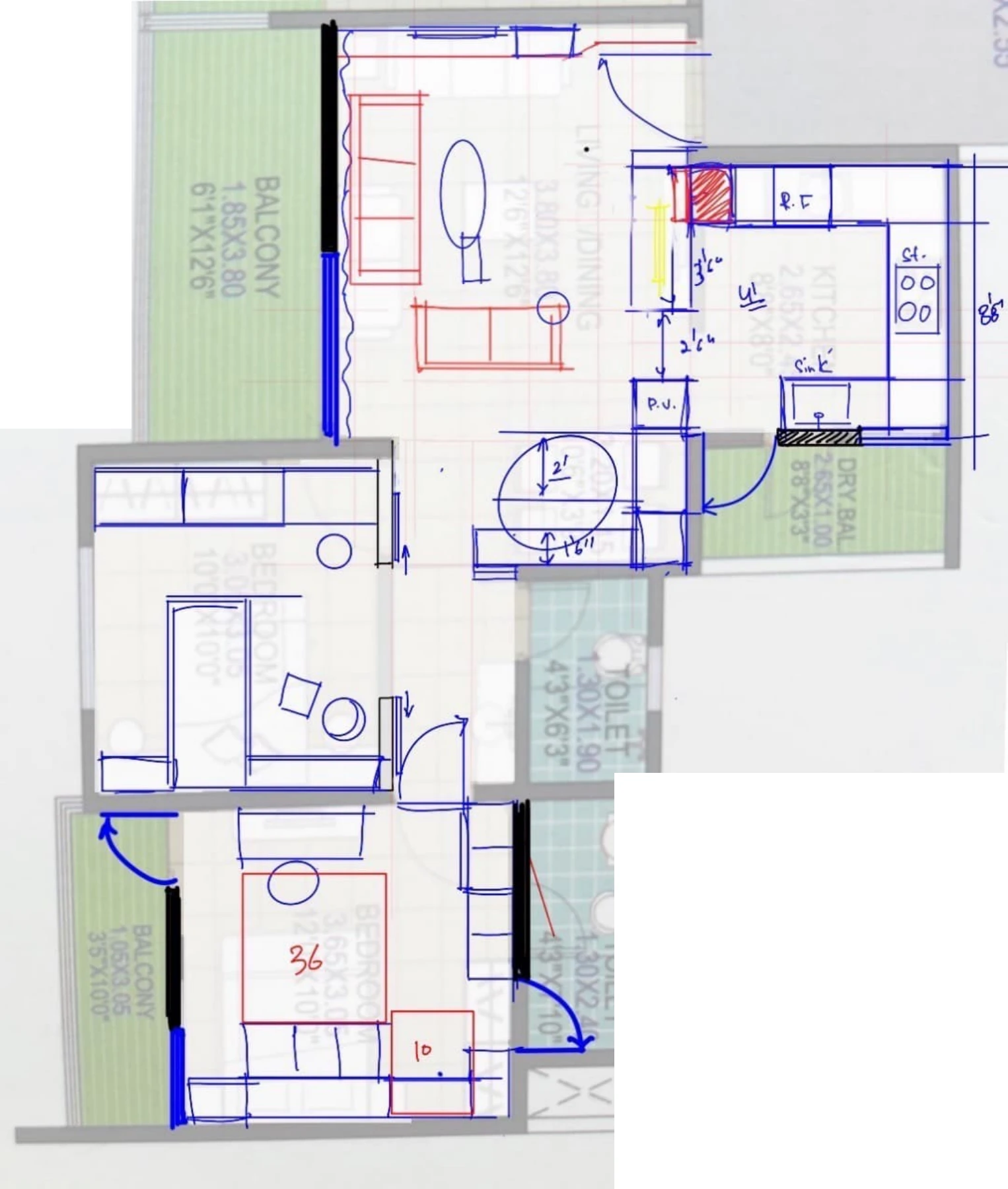 Consultation layout sketch for a home in Pune